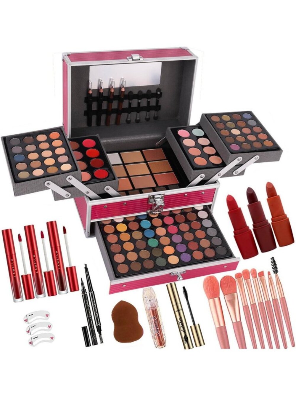 132 Color All-In-One Makeup Kit for Women & Girls - Eyeshadow, Lipstick, Brushes